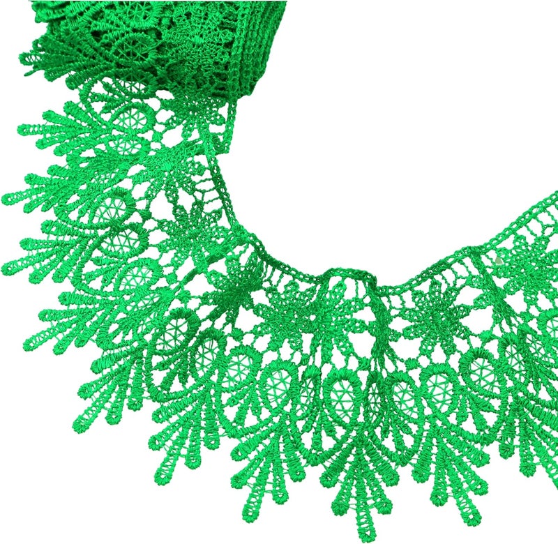 GXTIZAS Lace Trim 5 Yards Wide Venise Lace Ribbon Embroidered Edge Trim for Sewing Crafts Pillow Case(Christmas Green) - Image 1